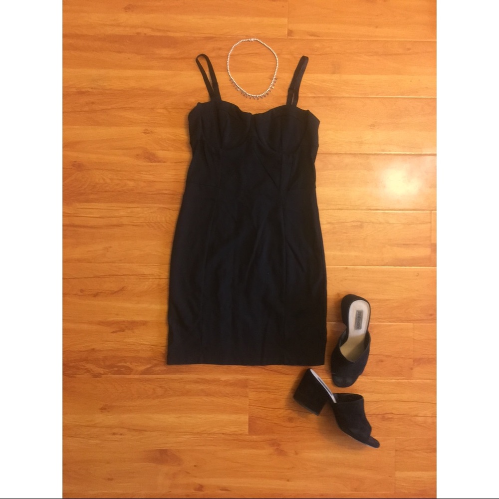 H&M corset bodycon black dress
